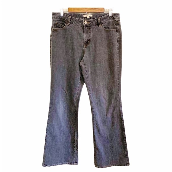 CAbi Gray/Black Wash Mid Rise Boot Cut Jeans - Picture 1 of 5